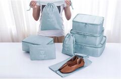 INNA Cestovní organizéry do šatního kufru 8 tašek TASOS Organizér Trip Story světle modrá barva