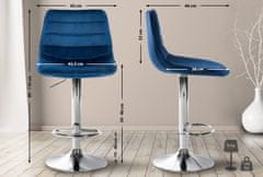 BHM Germany Barová židle Lex, samet, chromová podnož / modrá