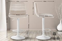 BHM Germany Barová židle Lex, samet, bílá podnož / krémová