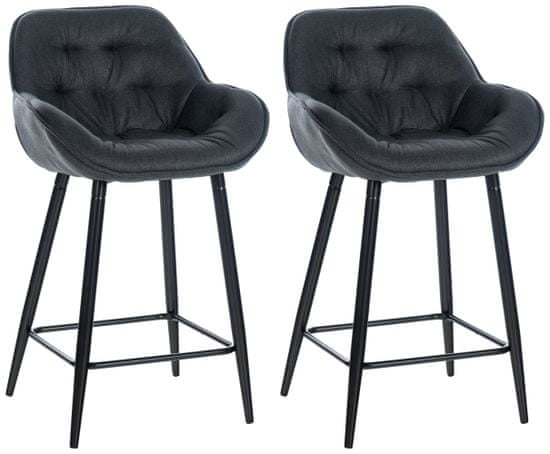 BHM Germany Barové židle Gibson (SET 2 ks), textil, tmavě šedá