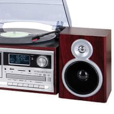 Trevi Hi-Fi systém , TT 1072 DAB WD, gramofon, reproduktory, retro, Bluetooth, MP3, CD, kazeta, dálkové ovládání
