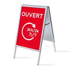 Jansen Display Set reklamního áčka A1, Otevřeno 24/7, červený, francouzština