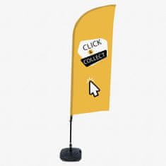 Jansen Display Kompletní sada reklamní vlajky Alu ve tvaru křídla s motivem Click & Collect žlutá angličtina