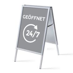 Jansen Display Set reklamního áčka A1, Otevřeno 24/7, šedý, německy