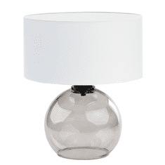 LYSNE.PL Skleněná stolní lampa ve skandinávském stylu LUTON, kouřové sklo, bílá