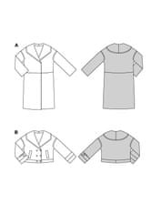 Burda Střih Burda 5860 - Rovný kabát se širokým límcem, krátký kabátek