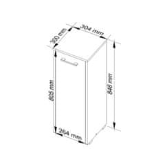 Akord Koupelnová stojící skříňka fin s30 1d Wenge / Bílá 30x82x30 cm