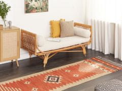 Beliani Bavlněný kelimový koberec 80 x 300 cm oranžový GAVAR