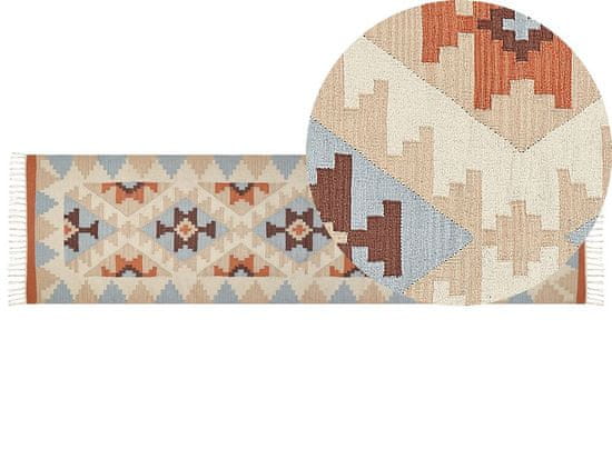 Beliani Bavlněný kelimový koberec 80 x 300 cm vícebarevný DILIJAN