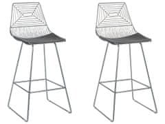 Beliani Sada 2 kovových barových židlí stříbrné BISBEE