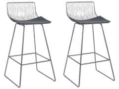 Beliani Sada 2 kovových barových židlí stříbrné FREDONIA
