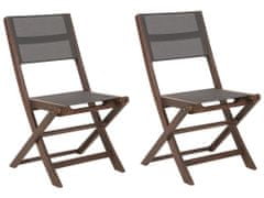 Beliani Sada 2 skládacích zahradních židlí z tmavého akáciového dřeva CESANA