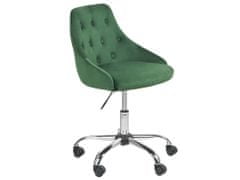 Beliani Sametová kancelářská židle zelená PARRISH