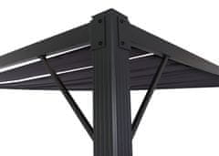 MCW Pergola L40, střecha zahradního pavilonu z lamel, hliníkový rám 8 cm, tkanina/textilie, 3x3 m, antracitová barva