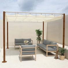 MCW Pergola L42, zahradní pavilonový kryt terasy, robustní 7cm kovový rám 3x3m bambusový vzhled ~ krémově bílá
