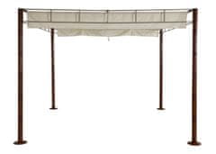 MCW Pergola L42, zahradní pavilonový kryt terasy, robustní 7cm kovový rám 3x3m bambusový vzhled ~ krémově bílá