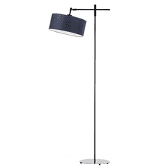 LYSNE.PL Moderní stojací lampa do obývacího pokoje s nastavitelným stínidlem MELTON, černý rám, tmavě modrá