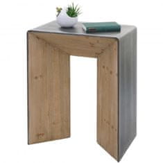 MCW Konzolový stolek L76, telefonní stolek, průmyslové masivní dřevo MVG, 80x60x40cm přírodní s kovovým vzhledem