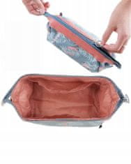 INNA Dámská kosmetická taška na kabelku malá modrá a růžová s plameňáky se zipem 