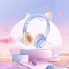 Hoco W36 sluchátka s kočičíma ušima 3.5mm mini jack, světlomodré