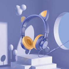 Hoco W36 sluchátka s kočičíma ušima 3.5mm mini jack, tmavěmodré