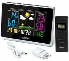 Meteostanice Meteo SP62S, senzor, barevný displej, hodiny, vlhkoměr, stříbrná