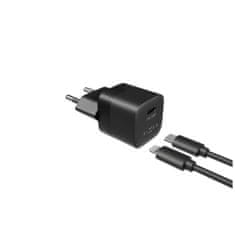 FIXED Set síťové nabíječky Mini s USB-C výstupem a USB-C/Lightning kabelu, podpora PD, 1 metr, MFI, 20W, černý