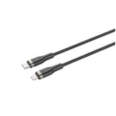 FIXED Nabíjecí a datový opletený kabel FIXED s konektory USB-C/Lightning a podporou PD, 1.2m, MFI, černý