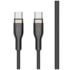 FIXED Nabíjecí a datový opletený kabel FIXED s konektory USB-C/USB-C a podporou PD, 1.2m, USB 2.0, 100W, černý
