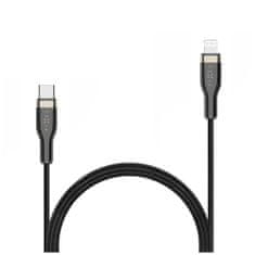 FIXED Nabíjecí a datový opletený kabel FIXED s konektory USB-C/Lightning a podporou PD, 1.2m, MFI, černý