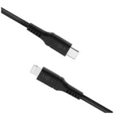 FIXED Nabíjecí a datový Liquid silicone kabel FIXED s konektory USB-C/Lightning a podporou PD, 1.2m, MFI, černý