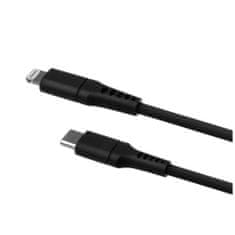 FIXED Krátký nabíjecí a datový Liquid silicone kabel FIXED s konektory USB-C/Lightning a podporou PD, 0.5m, MFI, černý
