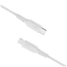 FIXED Krátký nabíjecí a datový Liquid silicone kabel FIXED s konektory USB-C/Lightning a podporou PD, 0.5m, MFI, bílý