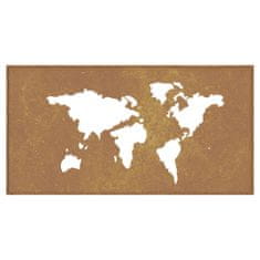 shumee Zahradní nástěnná dekorace 105x55 cm cortenová ocel Mapa světa