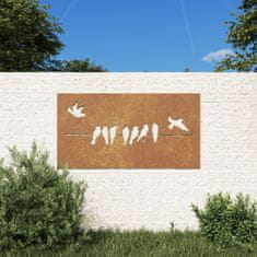 shumee Zahradní nástěnná dekorace 105 x 55 cm cortenová ocel Pták