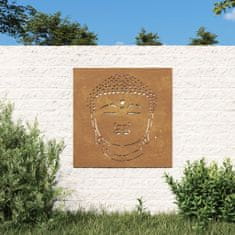 Vidaxl Zahradní nástěnná dekorace 55x55 cm cortenová ocel Hlava Buddhy