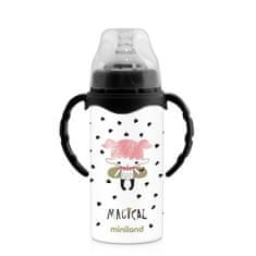 Miniland Baby Nerezová termoska s dudlíkem Magical, 240ml, černo bílá