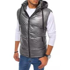 Dstreet Pánská prošívaná vesta s kapucí DOTA šedá tx3918 3XL