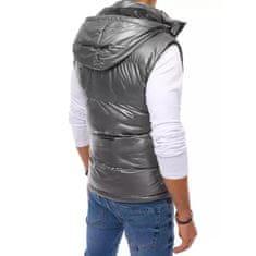 Dstreet Pánská prošívaná vesta s kapucí DOTA šedá tx3918 3XL