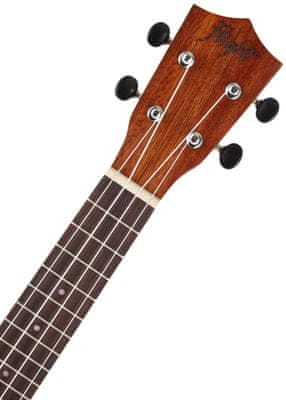 hagyományos akusztikus szoprán ukulele Flight NUS200 Natural védőtok indonéz teakfa laminált test félfényes felületkezelés 15 bund teljes hangzás egzotikus fából készült gazdag felszereltség széles fogólap szoprán ukulele kezdőknek
