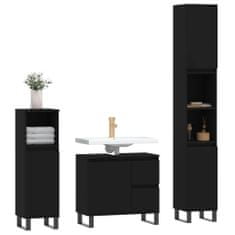 shumee 3dílný set koupelnového nábytku černý kompozitní dřevo