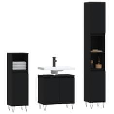 Vidaxl 3dílný set koupelnového nábytku černý kompozitní dřevo
