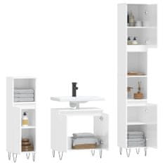 shumee 3dílný set koupelnového nábytku lesklý bílý kompozitní dřevo