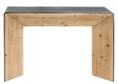 MCW Konzolový stolek L76, telefonní stolek, průmyslové masivní dřevo MVG, 80x120x40cm přírodní s kovovým vzhledem