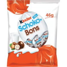 KINDER Schoko-Bons čokoládové bonbóny z mléčné čokolády s mléčnou a lískooříškovou náplní 46g
