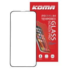 KOMA Tvrzené sklo Full Cover pro iPhone 13 / 13 Pro, zaoblení 3D, tvrdost 9H