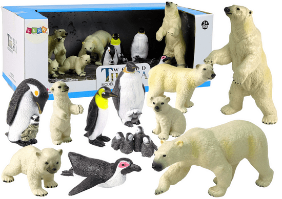 shumee Velká sada 12 polárních zvířat figurka tučňák medvěd