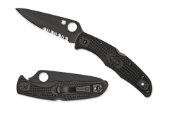Spyderco C10PSBBK Endura 4 Black Blade Part Serrated kapesní nůž 9,6 cm, celočerná, FRN