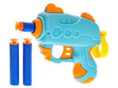 Pistole 10,5 cm na natažení s pěnovými náboji 3 ks a terčem (modrá, zelená)