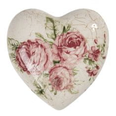 Clayre & Eef Dekorace vintage srdce s růžemi Rose